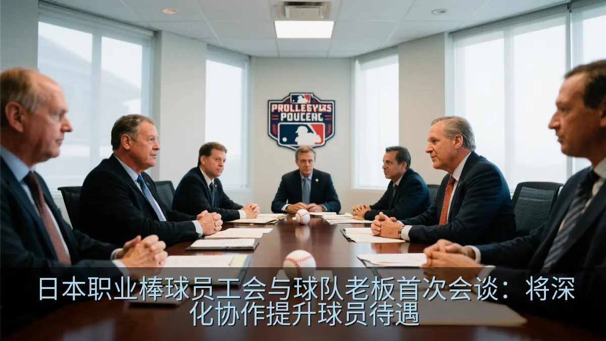 职业棒球相关人士在会议室进行会谈